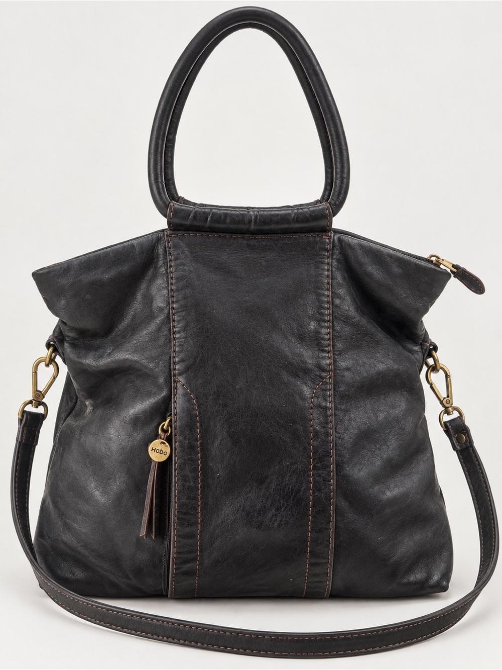 Hobo The Original Black Leather Convertible Tote Crossbody Bag